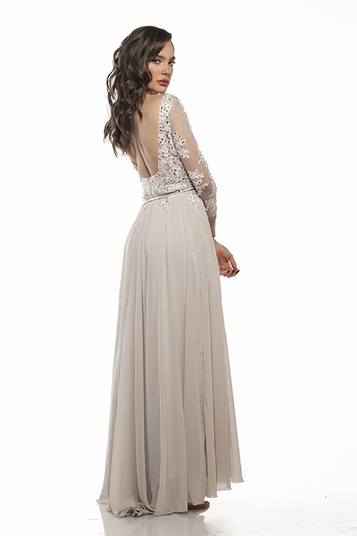 Arabela Long White Dress With Belt | Alme Couture